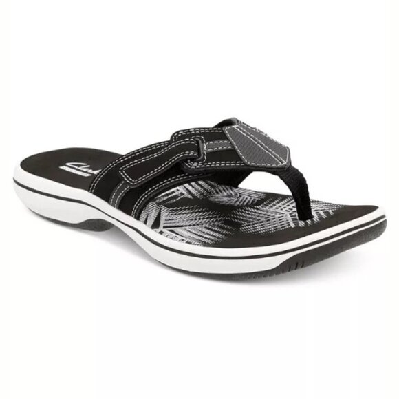 Clarks Women's Black Brinkley Bree Flip-Flops Sandals - Picture 1 of 8